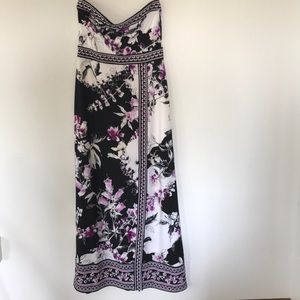 Strapless foral print dress WHBM